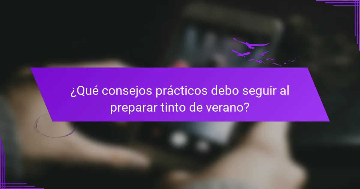 ¿Qué consejos prácticos debo seguir al preparar tinto de verano?
